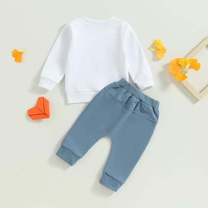 Murnouche Toddler Baby Boy Fall Winter Outfits Letter Crewneck Sweatshirt Casual Pants 2Pcs Clothes Set