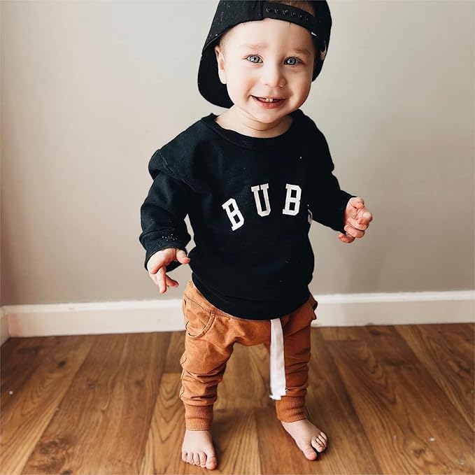 Murnouche Toddler Baby Boy Fall Winter Outfits Letter Crewneck Sweatshirt Casual Pants 2Pcs Clothes Set