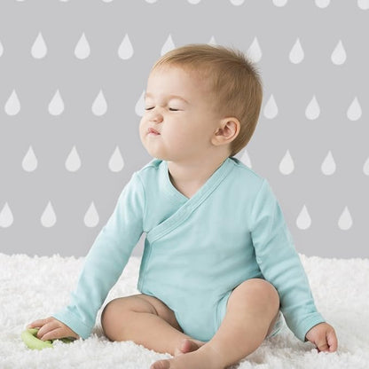 Babysoy Unisex Newborn, Infant, & Baby Long Sleeve Kimono Wrap Around Side-Snap Organic Bodysuit Onesies Onepiece