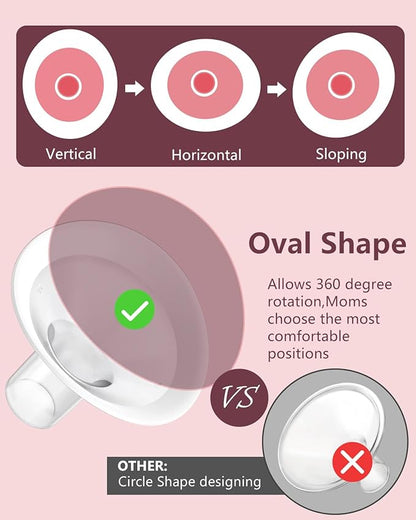 4pc 30mm Oval Flanges Shields Built-in Soft Edges Compatible with Medela/Lansionh Pumps, Replacement Parts for Pump in Style, Symphony, Swing Maxi, Harmony and Personalfit Flex Connector