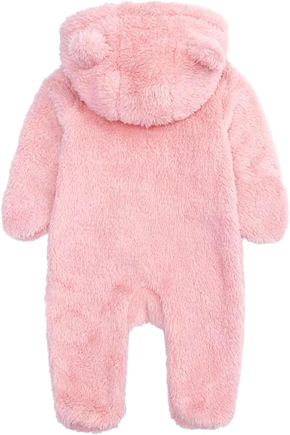 CAHL&FAUO Newborn Snowsuit Baby Cartoon Bear Onesie Warm Fleece Hooded Romper Jumpsuit