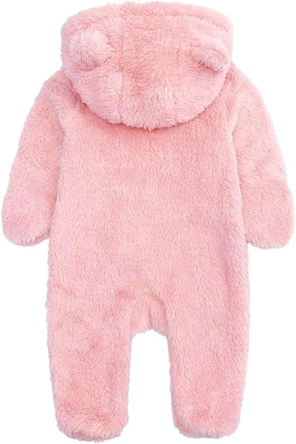 CAHL&FAUO Newborn Snowsuit Baby Cartoon Bear Onesie Warm Fleece Hooded Romper Jumpsuit