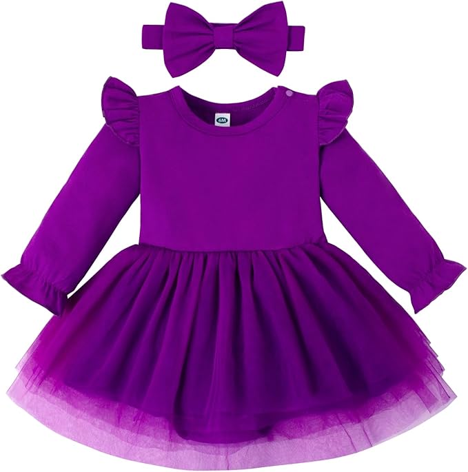 Magic Park 0-18M Infant Bodysuit Tutu Dress Baby Girl Romper Dress Toddler Solid Color Tulle Skirt Baptism Holidays Outfits