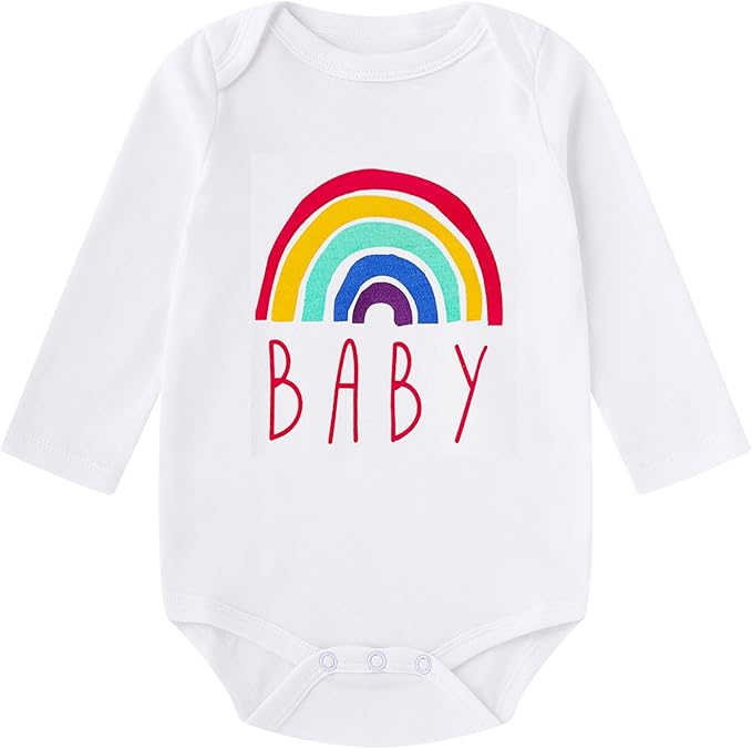 Cnins Newborn Baby Bodysuit - Pregnancy Announcement & Infant Loss Gift, Coming Soon & Rainbow Design Coming Home Outfit