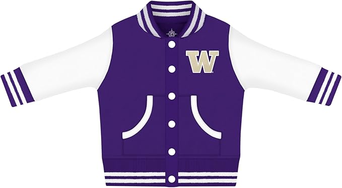 Creative Knitwear College Baby Varsity Jacket Lightweight - Team Logo, Multiple Colors, Unisex, (0 Months - 4T)
