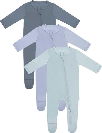 RRP Unisex Baby Footies Pajamas,Rayon Derived From Bamboo,Buttery Soft Sleep 'N Play PJs,2-Way Zipper Closure,0-18 Months