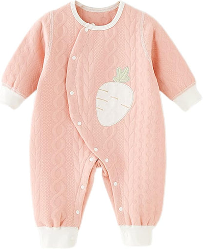 Newborn Baby Boy Girl Organic Cotton Bodysuit Long Sleeve Jumpsuit 3-Pack Outfits Clothes,0-24Months