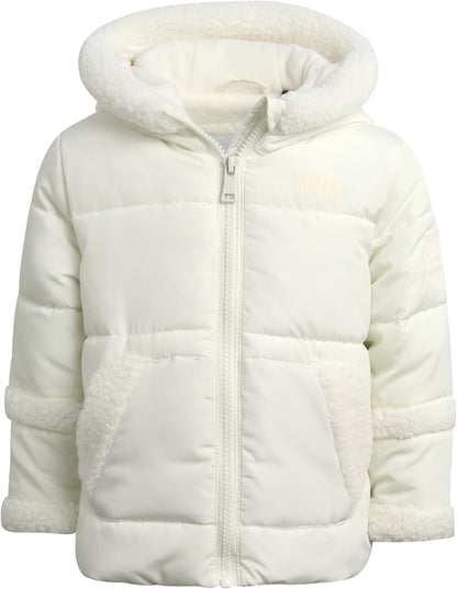 DKNY Baby Girls Puffer Coat - Soft Polar Fleece Lined Quilted Puffer Jacket for Girls - Cozy Winter Coat for Infant & Toddler