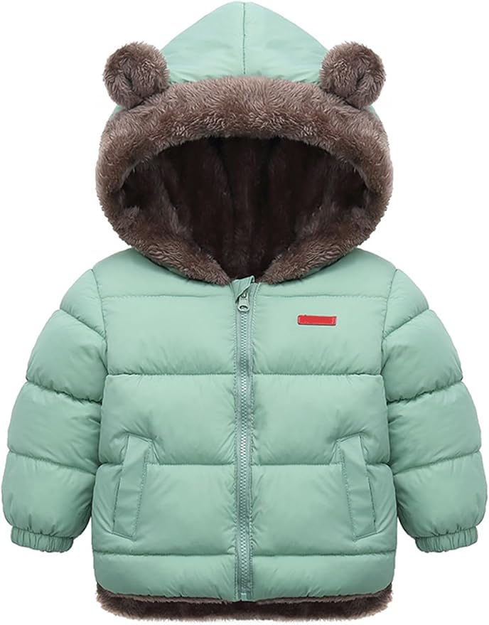Arssm Baby Boys Girls Winter Fleece Coat Toddler Kids Warm Cute Bear Ear Hooded Jacket