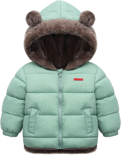 Arssm Baby Boys Girls Winter Fleece Coat Toddler Kids Warm Cute Bear Ear Hooded Jacket