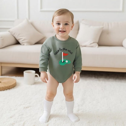 Newborn Baby Boy Fall Outfit Romper Golf Court Embroidery Long Sleeve Onesie Jumpsuit Bodysuit Cute Infant Clothes