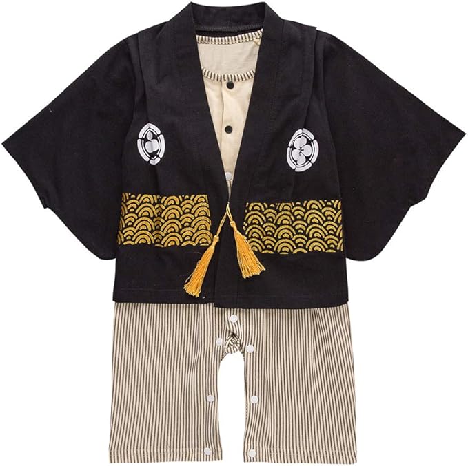 Baby Boy Kimono Romper Suit Japanese Costumes Infant Cotton Samurai Outfits