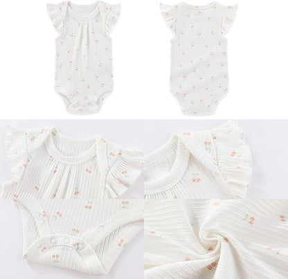 Four Seasons Baby Boy Girl Bodysuits 5-Pack Cotton Comfort Short Sleeve Baby Clothes Soft Infant Outfits