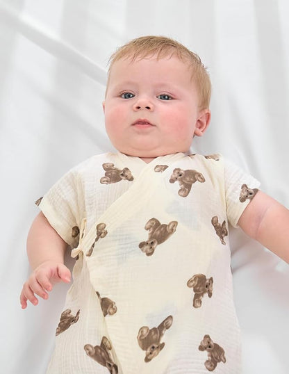 BINIDUCKLING Baby Kimono Robes Cotton Muslin Outfit Clothes Newborn - 24 Months