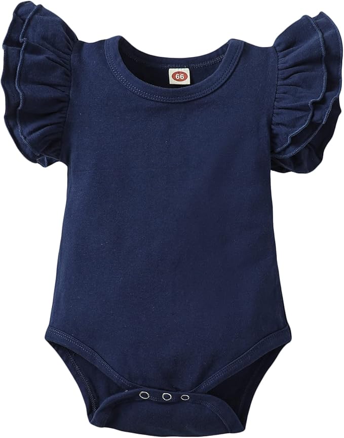 Baby Girl Solid Color Romper Infant Ruffle Sleeve Bodysuit One Piece Outfit Toddler Jumpsuit clothes
