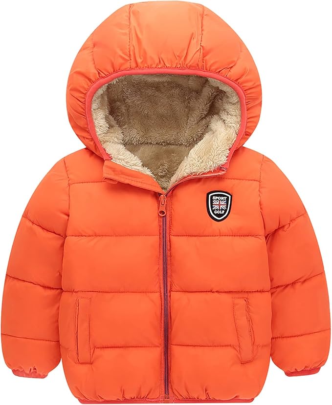 Happy Cherry Kids Boy's Girls Winter Coat Fleece Lined Thick Down Coats Puffy Jackets with Hood