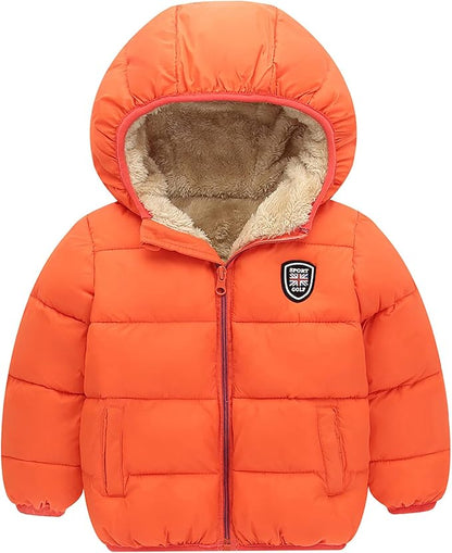 Happy Cherry Kids Boy's Girls Winter Coat Fleece Lined Thick Down Coats Puffy Jackets with Hood