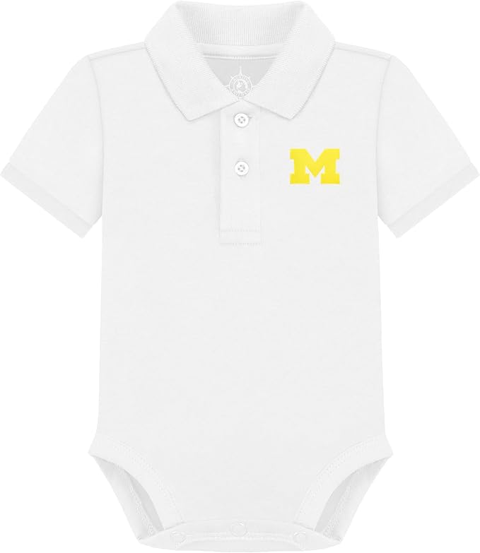 Creative Knitwear College Baby Polo Bodysuit Solid - Team Logo, Multiple Colors, for Boys & Girls (0-12 Months)