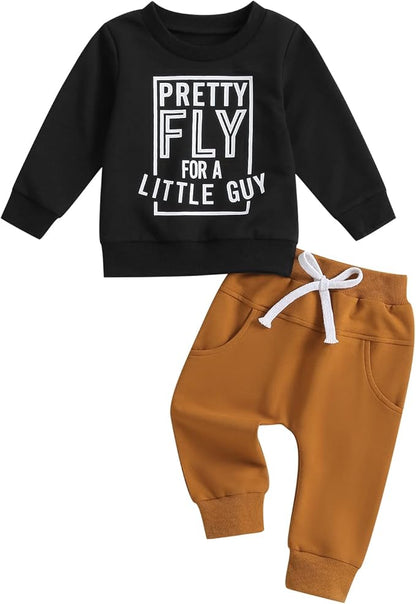 Murnouche Toddler Baby Boy Fall Winter Outfits Letter Crewneck Sweatshirt Casual Pants 2Pcs Clothes Set