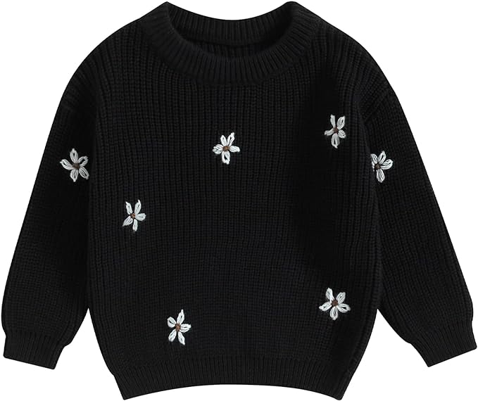 Mubineo Baby Girl Winter Clothes Cute Flower Sweater Crewneck Pullover Long Sleeve Knit Newborn Infant Sweaters
