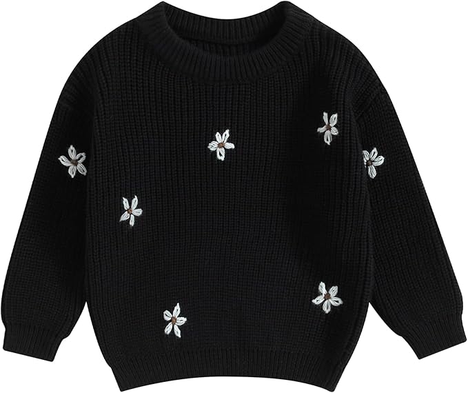 Mubineo Baby Girl Winter Clothes Cute Flower Sweater Crewneck Pullover Long Sleeve Knit Newborn Infant Sweaters