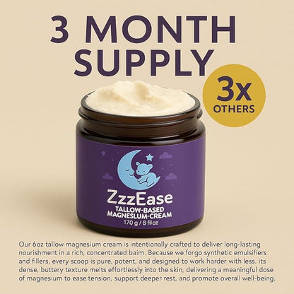 Magnesium Lotion for Kids | Tallow-Based Magnesium Lotion for Sleep | Lavender Scented | No Melatonin Sleep Aid | Arnica Cream, Eczema Cream for Kids | Organic, Made in the USA, 3 Month Supply