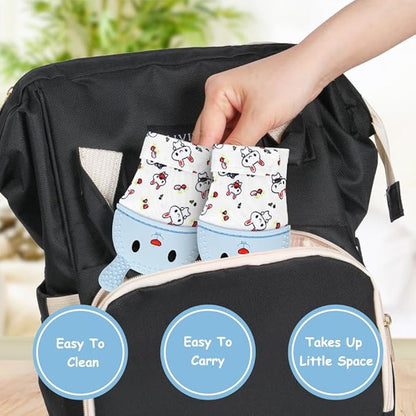 2Pack Silicone Teething Mitt, Rabbit Baby Teething Toy for 0-6 6-12 Months, Food Grade Silicone Infant Teething Mitten, BPA-Free Baby Chew Toys for Pain Relief, Sucking Needs