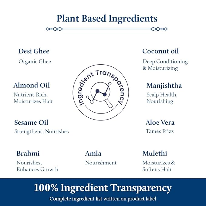 Blue Nectar Ayurvedic Baby Hair Oil with Organic Ghee, Almond Oil, Coconut Oil & Olive Oil for Hair and Scalp (18 Herbs, 200 ml)