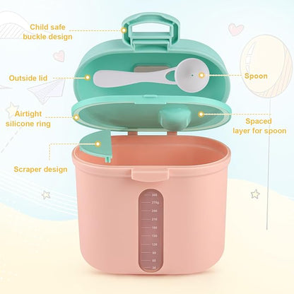 Accmor Baby Formula Dispenser On The Go, Portable Milk Powder Formula Dispenser with Scoop,Formula Containers for Travel Hold 12.7oz/360g Formula, Pink