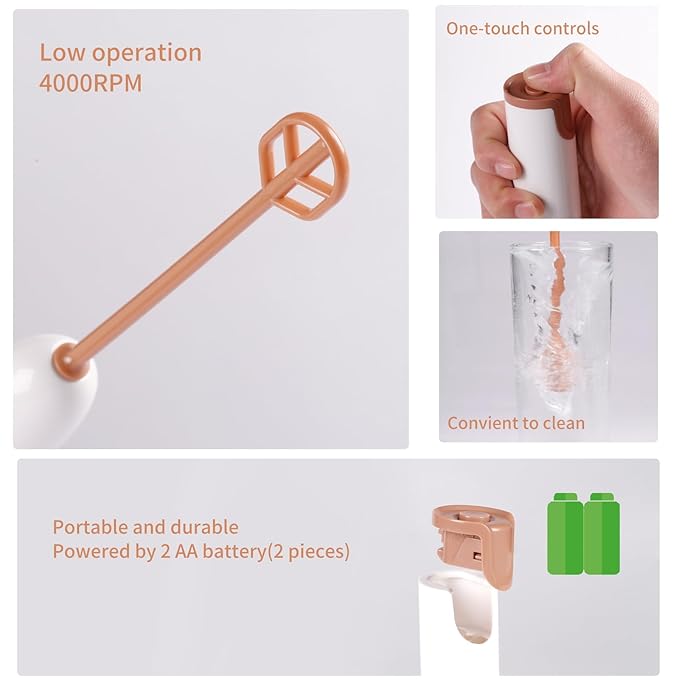 Handheld Electric Baby Formula Mixer,Handheld Drink Mixer (Off White)