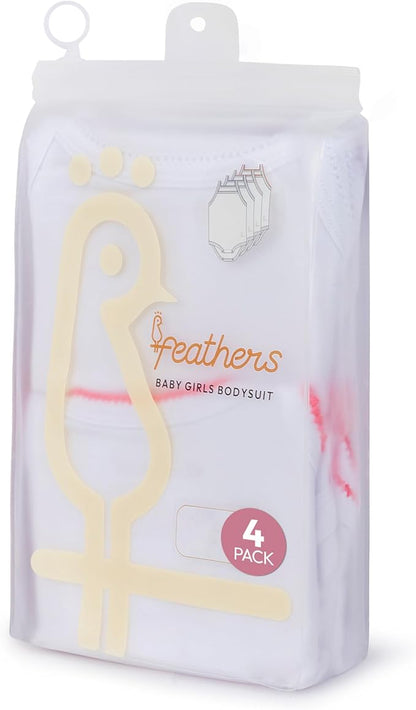 Feathers Tank Top Baby Girl Undershirts - Super Soft Cotton One-Piece Toddler Bodysuit (4 Pack) (Multicolor)