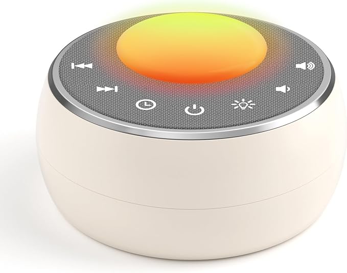 Peakeep White Noise Portable Sound Machine Sleeping Light for Adults Baby, Loud Clear Speaker, 25 Hours Continuous Audio 27 Noise Fan Nature No-looping Sounds, 30 Volume, Battery Operated