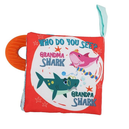 Baby Book Toy, Soft Cloth Crinkle Books for Babies with Teether, Infant Toys 0-3-6-12-18 Months, Shower Baby Gifts, Teething Toy for Boys Girls- Fish, Shark-1PC Book