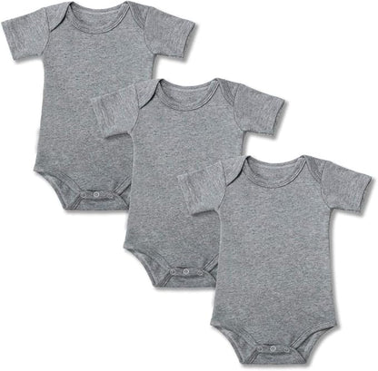 Baby Onsies 100% Cotton Short Sleeve Baby Bodysuits Solid Color Infant Bodysuits for Newborn Baby 3-Pack