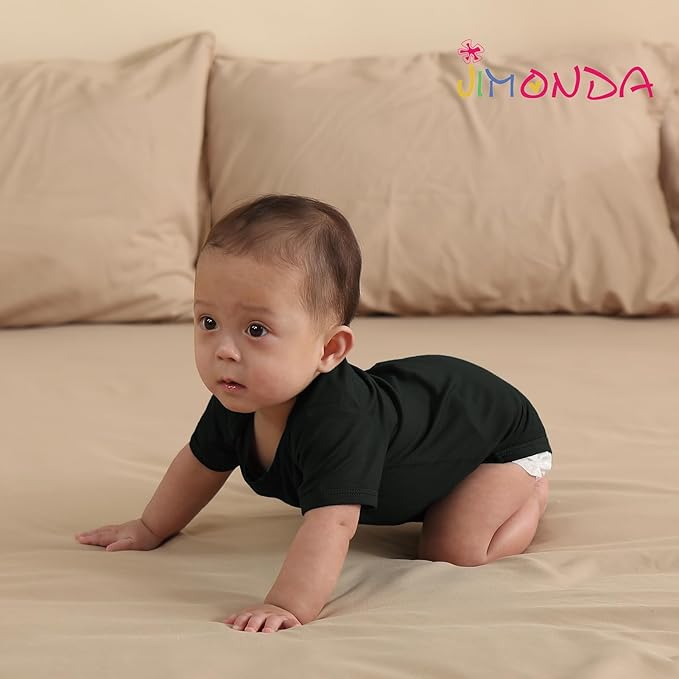 Jimonda Baby Bodysuits Rayon from Bamboo Short Sleeve Baby Boys Girls Rompers Soft Outfits Newborn Clothes