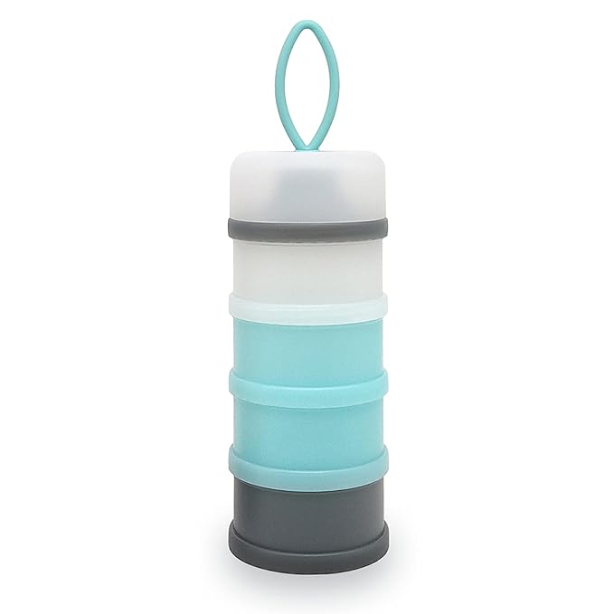 Baby Formula Dispenser Container, Portable Milk Powder Dispenser, Baby Feeding Travel Storage Container, Non-Spill Stackable Baby Snack Storage Container, BPA Free, 4 Compartments