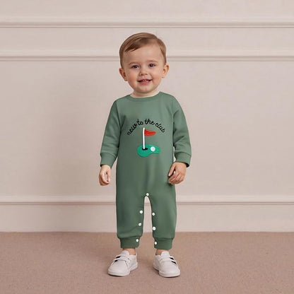 Newborn Baby Boy Fall Outfit Romper Golf Court Embroidery Long Sleeve Onesie Jumpsuit Bodysuit Cute Infant Clothes