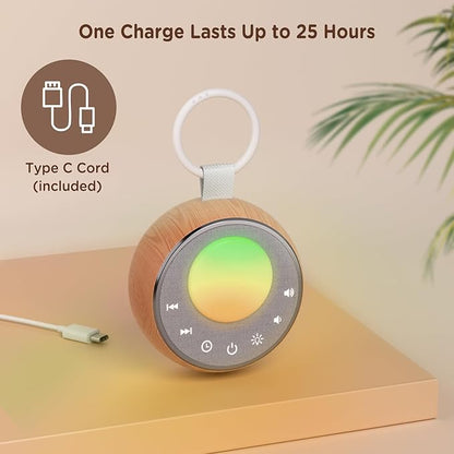 Peakeep White Noise Portable Sound Machine Sleeping Light for Adults Baby, Loud Clear Speaker, 25 Hours Continuous Audio 27 Noise Fan Nature No-looping Sounds, 30 Volume, Battery Operated
