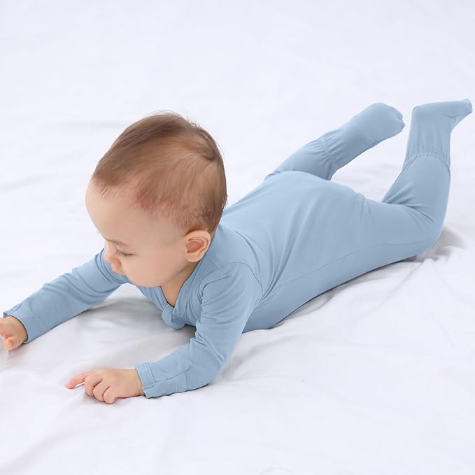 GUISBY Pajamas for Baby Boys & Girls, Infant Onesie with Mitten Long Sleeve Footed Pjs