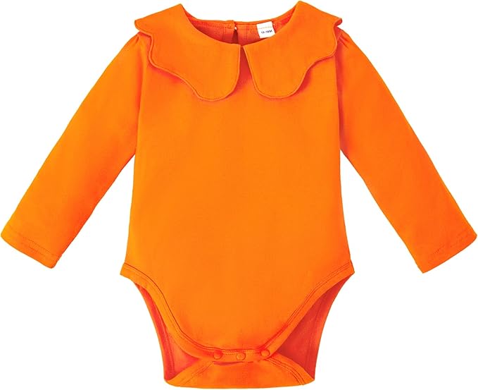 0-24M Infant Girls Ruffle Collar Bodysuit Baby Girl Casual Romper Toddler Solid Color Jumpsuit Winter Clothes