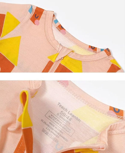 Teach Leanbh Baby Boys Girls 2 Pack Bamboo Viscose Pajamas with Mitten Cuffs 2 Way Zipper Long Sleeve Romper Sleep and Play