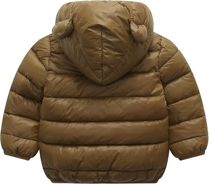 Winter Down Coats for Kids Baby Boys Girls Light Puffer Padded Jacket Bear Hoods Infant Outerwear