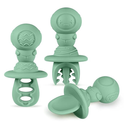 Haakaa Silicone Baby Spoons Self Feeding 6 Months – Baby Utensils with Anti-Choke Astronaut Handle, Easy-Grip, Gum-Friendly, Durable & Safe – Baby Spoons for BLW & First Stage Feeding