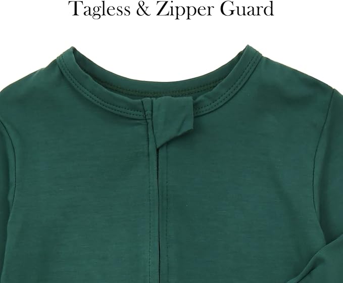 Aablexema Baby Zipper Pajamas Bamboo Rayon, 3pcs Unisex Infant Onesie with Mitten Long Sleeve Footed Pjs