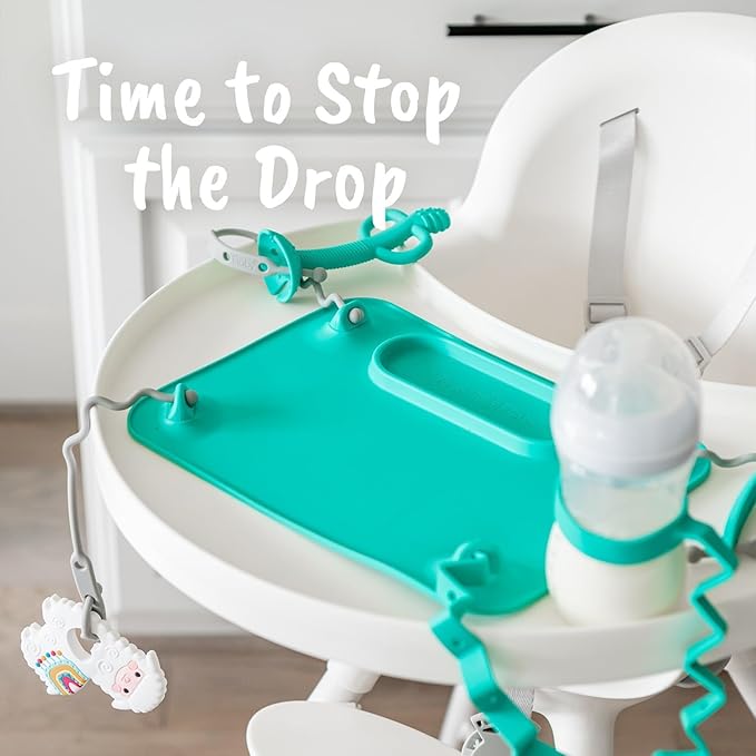 Busy Baby Teething Spoon - 2-in-1 Teether and Training Spoon for Self Feeding, Dishwasher Safe, BPA Free, Food Grade Silicone (Pewter)