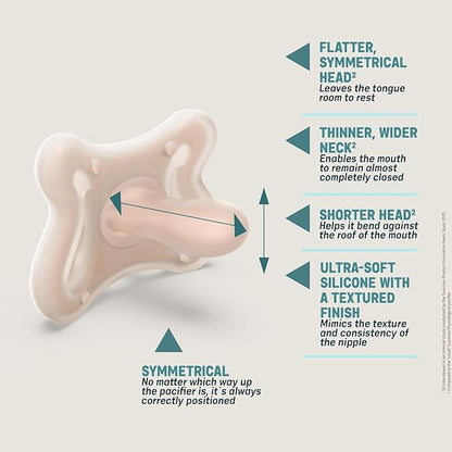 Suavinex Zero Zero Silicone Baby Pacifier w/SX Pro Physiological Pacifier Nipple, (6-18m), 2Pk Fair
