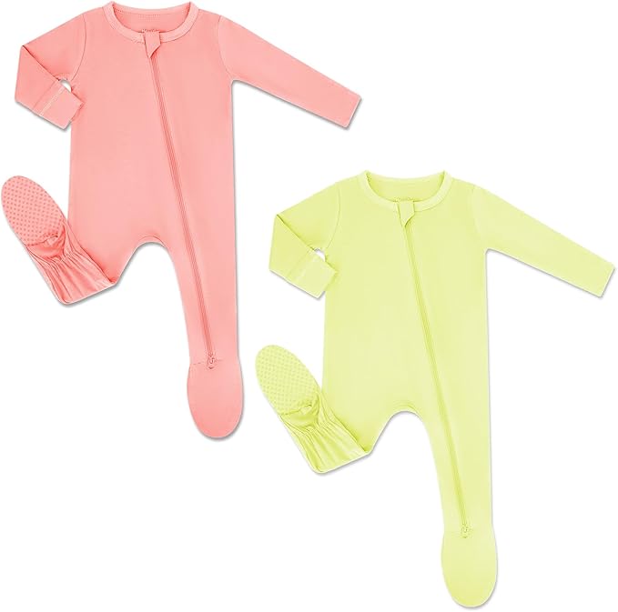 HAPIU Rayon from Bamboo Baby Footed Pajamas, 2 Way Zipper YKK, Footie for Baby Boy Girls, Newborn-24 Months