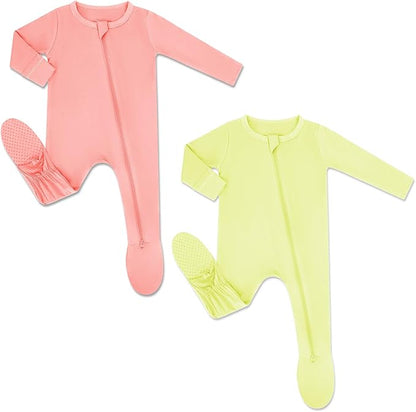 HAPIU Rayon from Bamboo Baby Footed Pajamas, 2 Way Zipper YKK, Footie for Baby Boy Girls, Newborn-24 Months