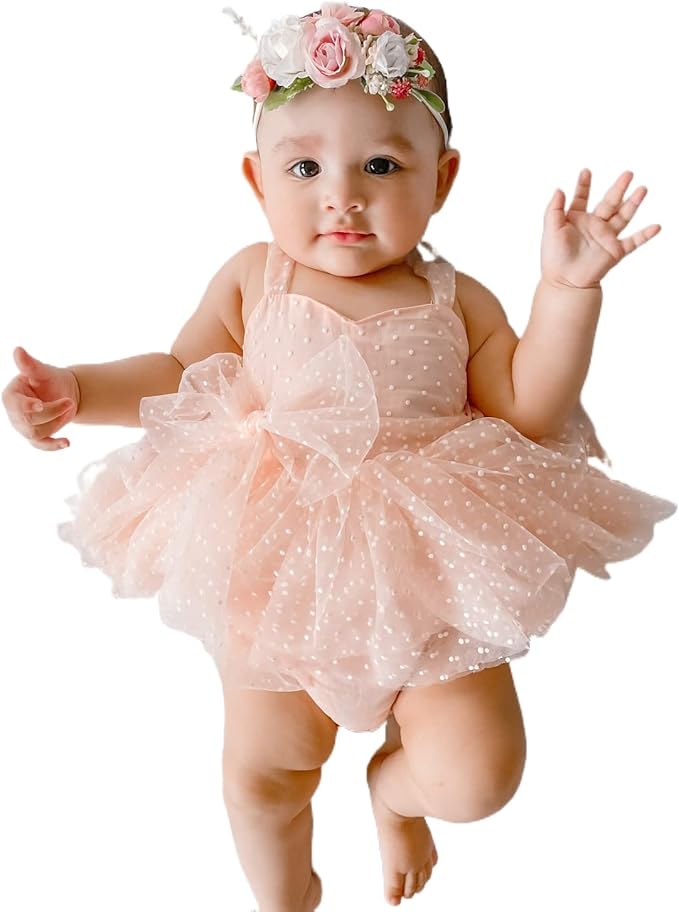 Sasaerucure Infant Baby Girl Summer Outfits Sleeveless Dress Romper Lace Tutu Onesie One Piece Ruffle Bodysuit