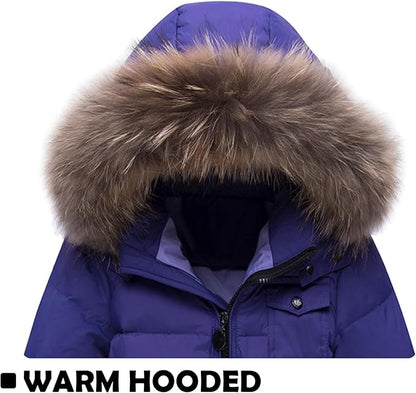 Baby Girl Winter Snowsuit Coat Boy Fur Snow Pants Bib Jacket For Toddler Clothes